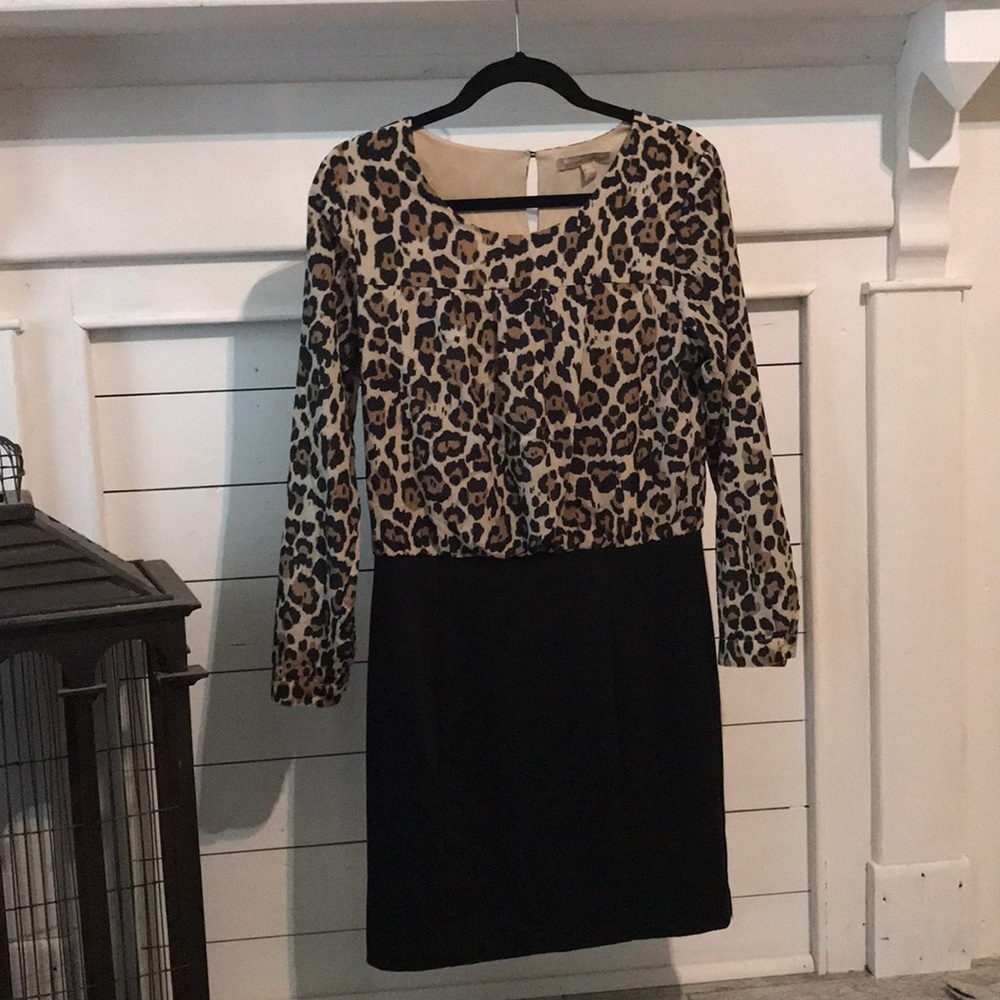 Banana republic leopard print long sleeve dress